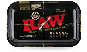 RAW Rolling Papers - Metal Rolling Tray - Black Design - (Small)