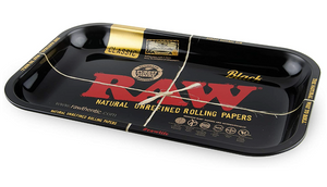 RAW Rolling Papers - Metal Rolling Tray - Black Design - (Small)